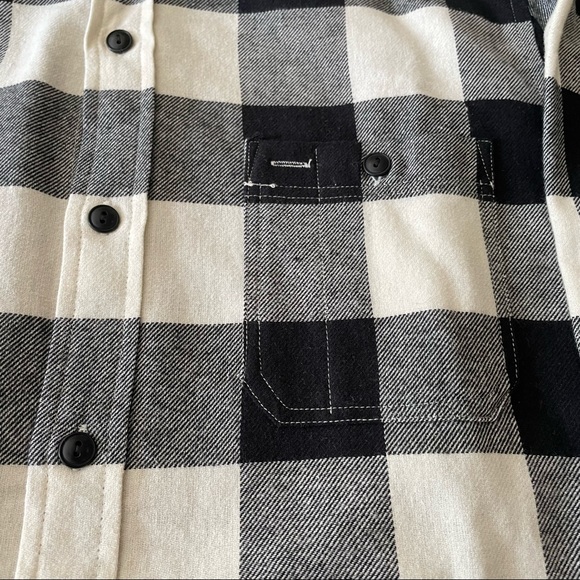 GAP Men's Long Sleeve Flannel Shirt Black & White Buffalo Check Size M - Picture 8 of 11
